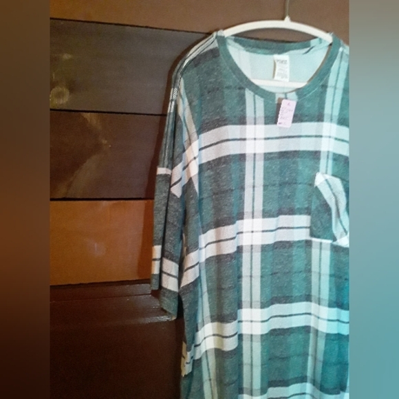 Pink By Victoria's Secret XL Green Plaid Oversized Nightshirt W/pocket - Picture 2 of 7